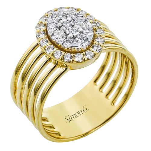 Halo - Style Diamond Rings with Smaller Accent DiamondsRight Hand Ring in 18k Gold with Diamonds