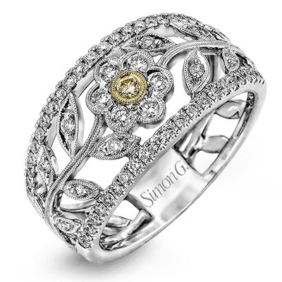 Vintage - Inspired Diamond Rings with Filigree WorkRight Hand Ring in 18k Gold with Diamonds