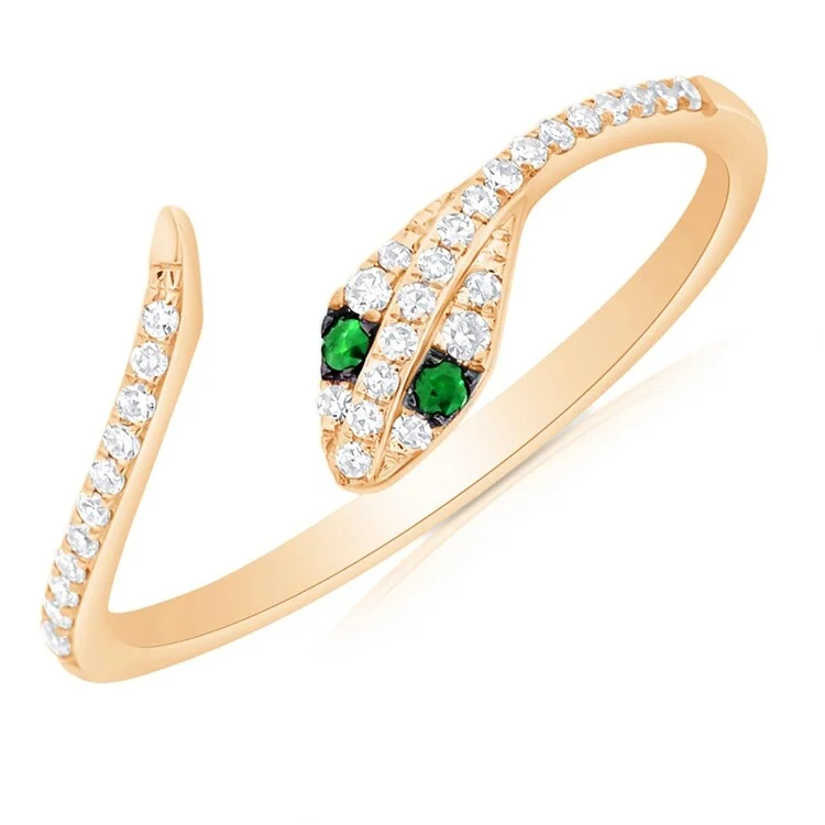 Custom - Designed Diamond Rings to Reflect Your PersonalityJoelle Diamond Green Tsavorite Snake Wrap Around Ring 14k Gold Size 6.75