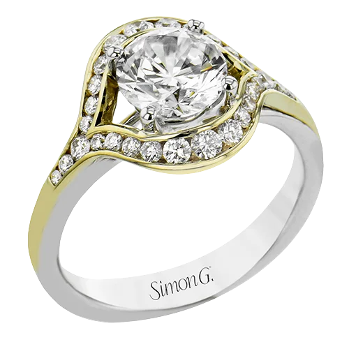 Halo - Style Diamond Rings with Smaller Accent DiamondsEngagement Ring in 18k Gold with Diamonds