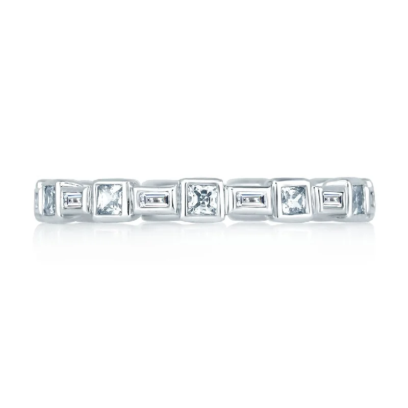 A.Jaffe Stackable Rings Princess and Baguettes Eternity Anniversary Ring WR0840/72