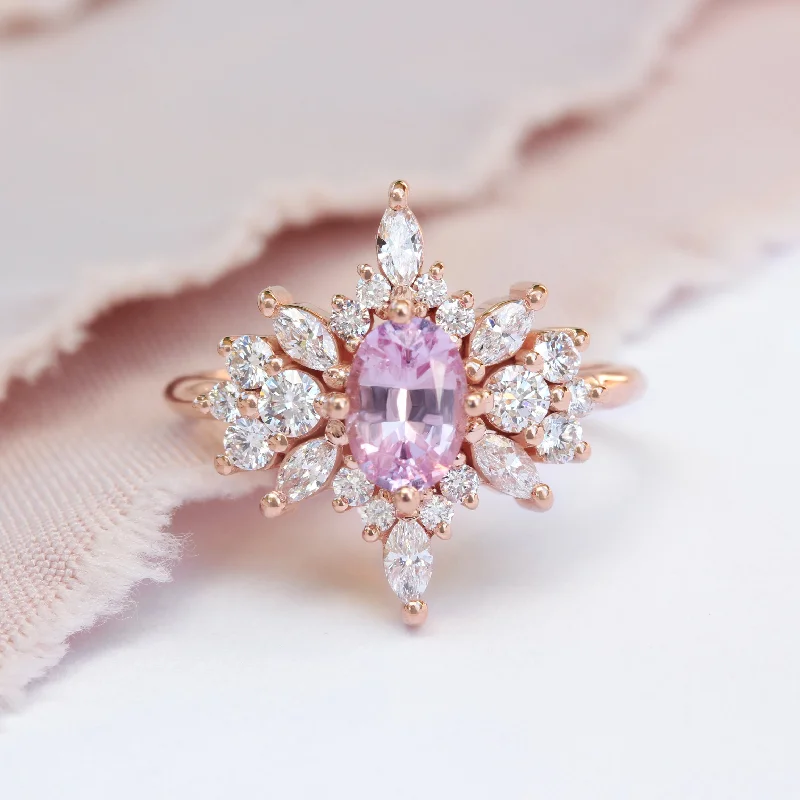 Sapphire Gemstone Rings in a Cathedral SettingOval pink sapphire & diamonds engagement ring,  Phoenix ♥