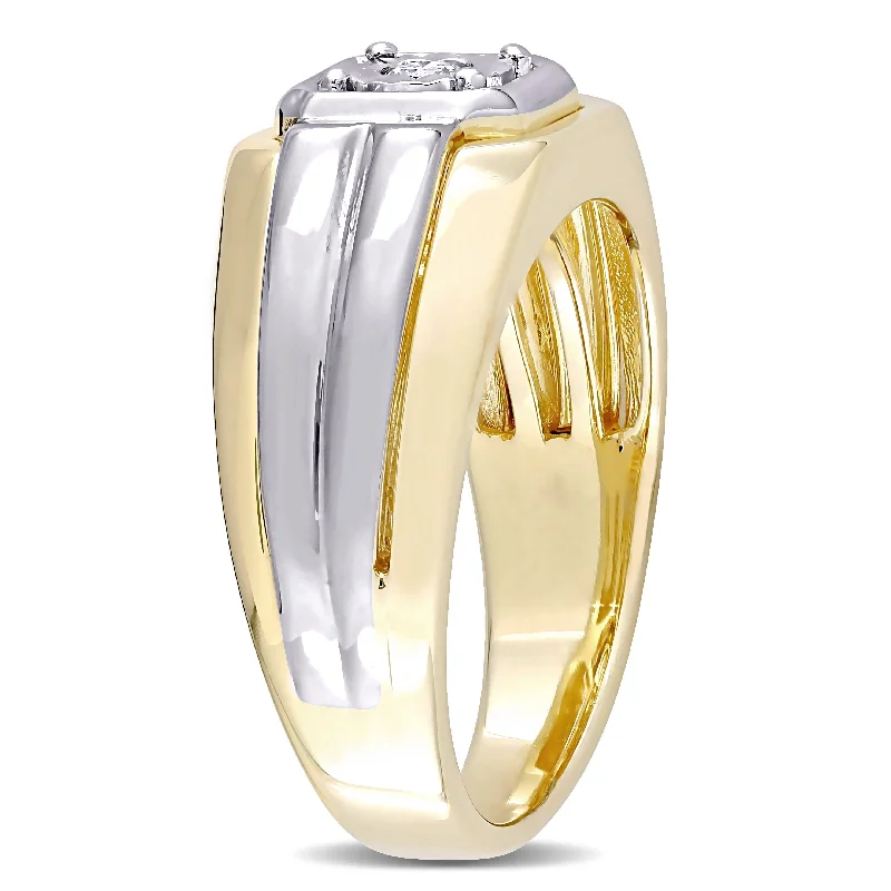 Custom - Designed Diamond Rings to Reflect Your PersonalityMiadora 1/10ct TDW Diamond Mens Ring in White and Yellow Silver