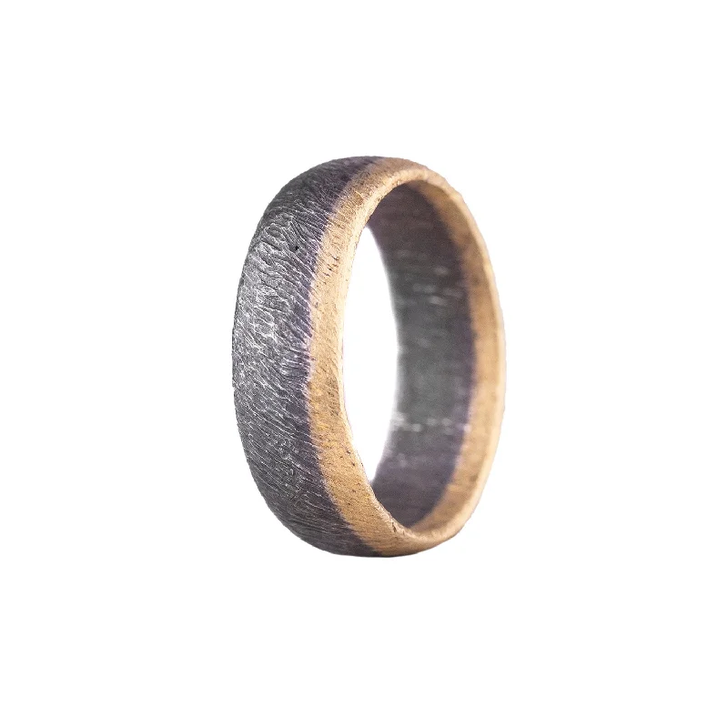 Two - Tone Wedding Bands in Gold and PlatinumOxidized Sterling Silver and Gold Band by Heather Guidero