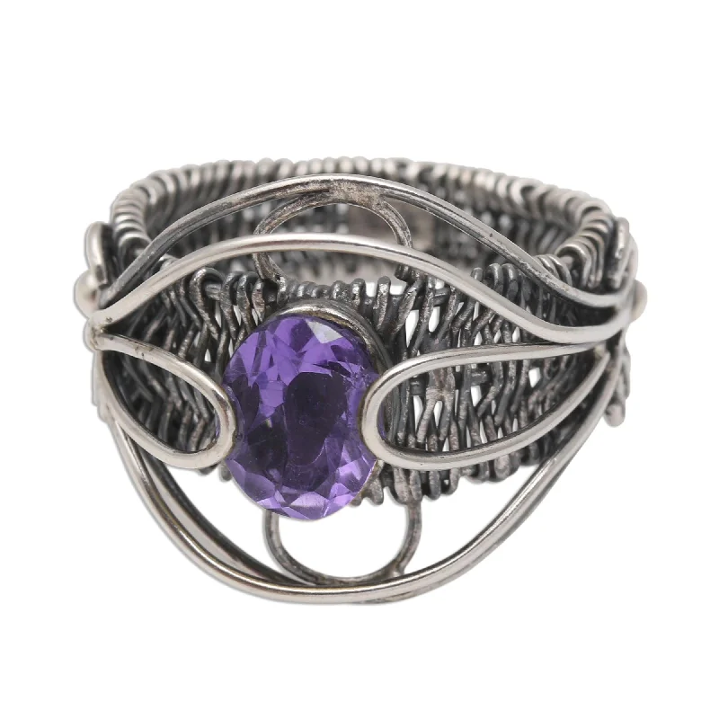 Sapphire Gemstone Rings in a Cathedral SettingNovica Handmade Novel Charm In Purple Amethyst Cocktail Ring