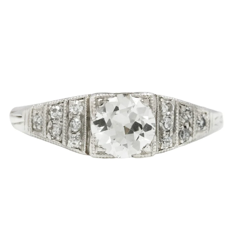 Platinum Diamond Tapered Art Deco Ring