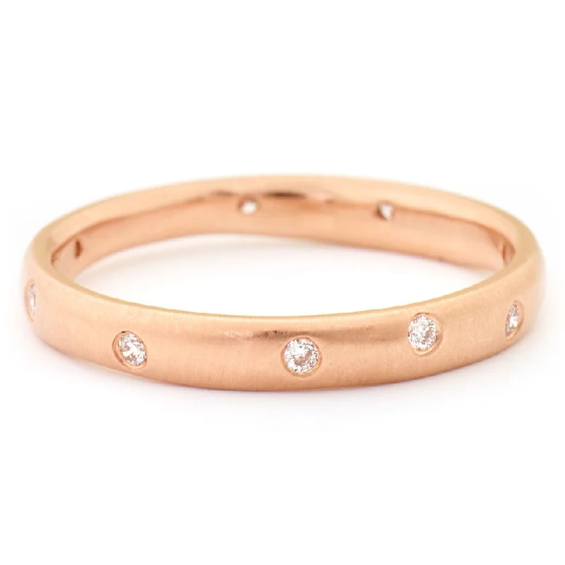 Two - Tone Wedding Bands in Gold and PlatinumSALE! Rose Gold Diamond Wonky Band by Anne Sportun