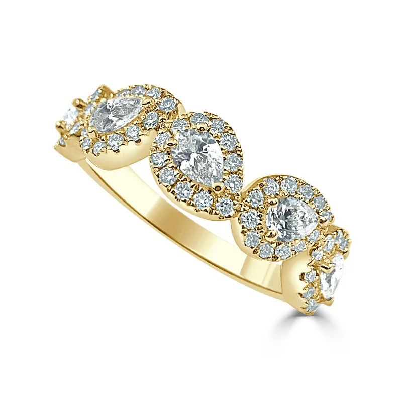 Halo - Style Diamond Rings with Smaller Accent DiamondsJoelle Diamond Pear Shape Band Ring 14K Gold 5/8 CT TDW