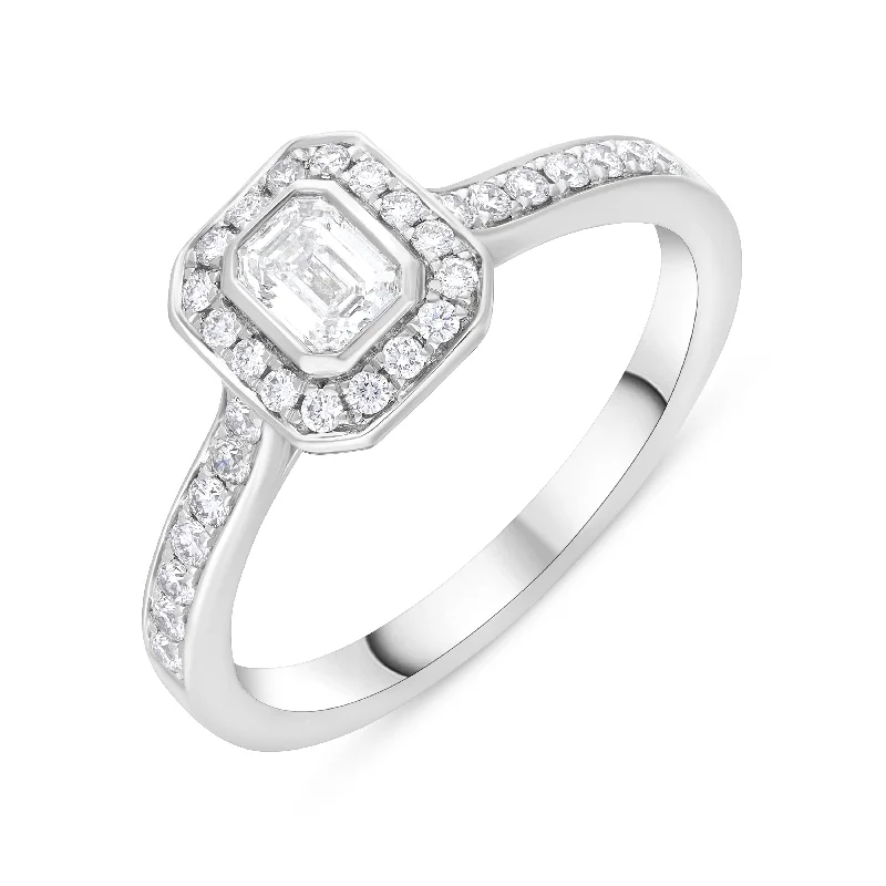 Comfort - Fit Wedding Bands for All - Day WearPlatinum GIA Certified GVS2 0.59ct Diamond Emerald Cut Framed Cluster Ring