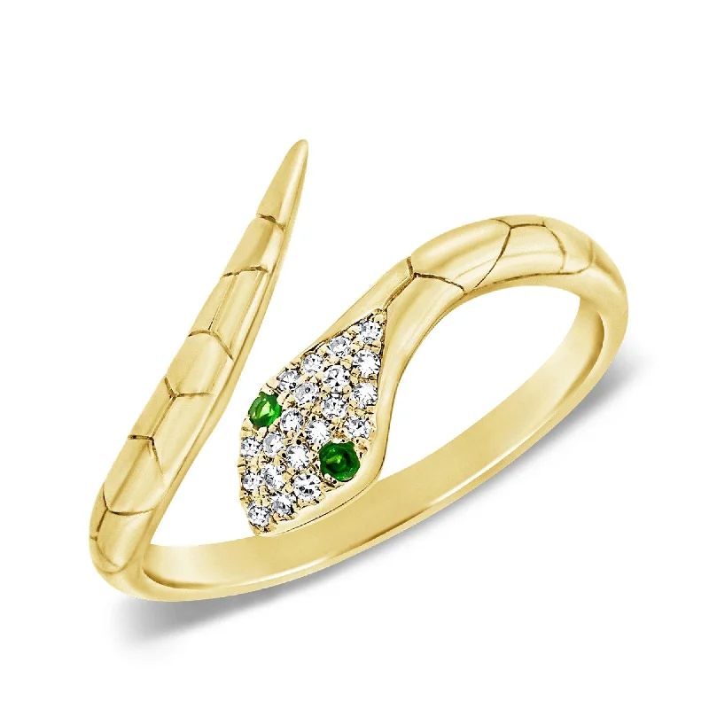 Custom - Designed Diamond Rings to Reflect Your PersonalityJoelle 14k Gold Diamond Green Tsavorite Snake Wrap Around Ring Size 6.5 - White