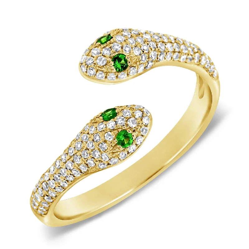 Solitaire Diamond Rings in Platinum SettingsJoelle Pave Snake Ring Diamond 1/3 ct. & Tsavorite 14K Gold Ring Size 6.5