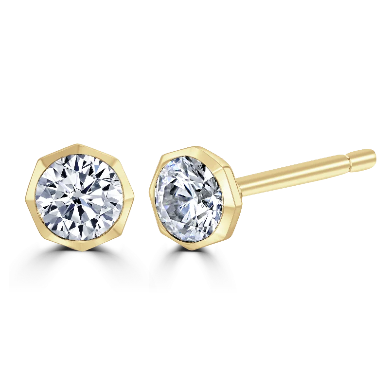 Matching Wedding Bands for a Coordinated Look18ct Yellow Gold 0.40ct Lab Grown Diamond Solitaire Octagonal Stud Earrings