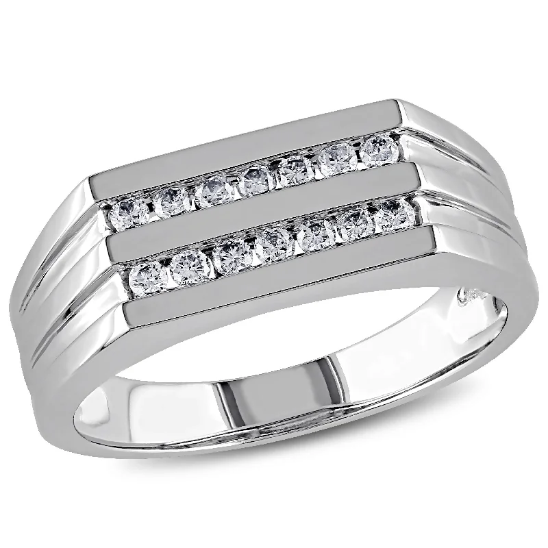 Custom - Designed Diamond Rings to Reflect Your PersonalityMiadora Mens 1/3 CT TW Diamond Triple Row Ring in 10k White Gold