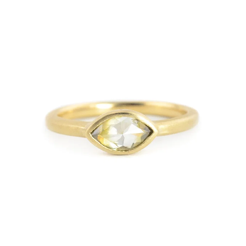 Two - Tone Wedding Bands in Gold and PlatinumGrey/Green Cats Eye Diamond in 14kt Gold Bezel Set Ring by Rebecca Overmann