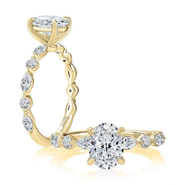 A.Jaffe Engagement Rings Floating Alternating Round and Marquise Diamond Engagement Ring MECOV2929T/262B