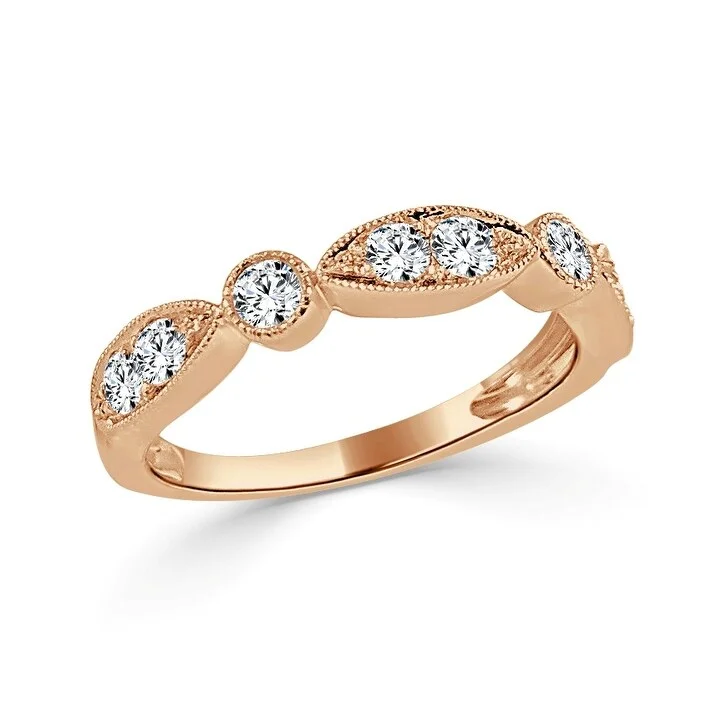 Vintage - Inspired Diamond Rings with Filigree WorkJoelle Diamond Ring for Her 14k Rose Gold 3/8 ct TDW 1/2 Way Around Band Women's Ring