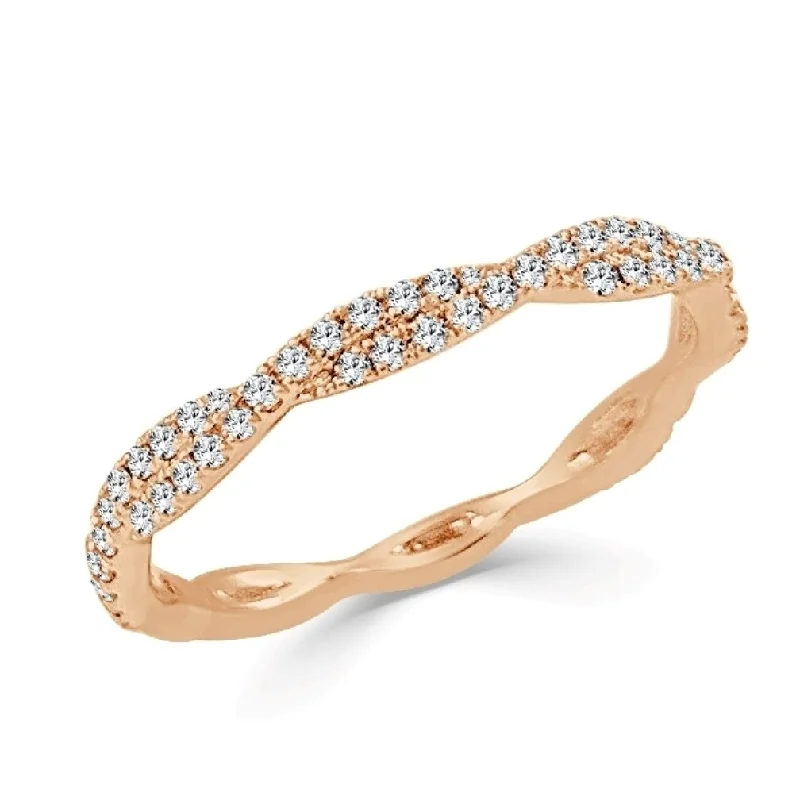 Halo - Style Diamond Rings with Smaller Accent DiamondsJoelle Diamond Wedding Band Ring Twist Stackable 14k Gold 1/3ct TDW