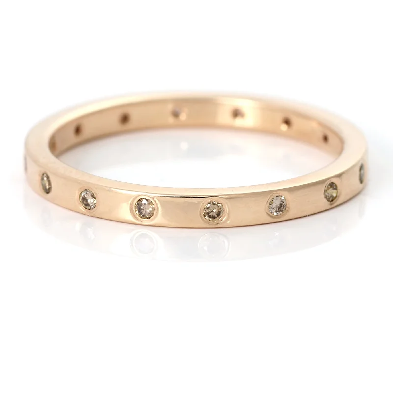 Matching Wedding Bands for a Coordinated Look18ct Rose Gold Slim Champagne Diamond Eternity Ring