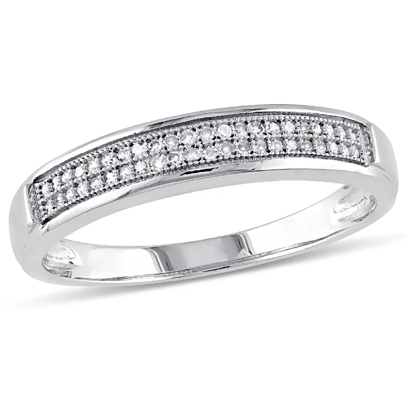 Halo - Style Diamond Rings with Smaller Accent DiamondsMiadora Mens 1/8 CT TW Diamond Double Row Wedding Band in 10k White Gold