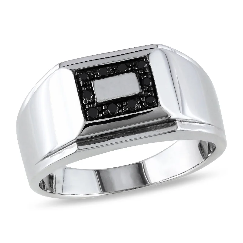 Custom - Designed Diamond Rings to Reflect Your PersonalityMiadora 1/10 CT TW Mens Square Black Diamond Ring in Sterling Silver