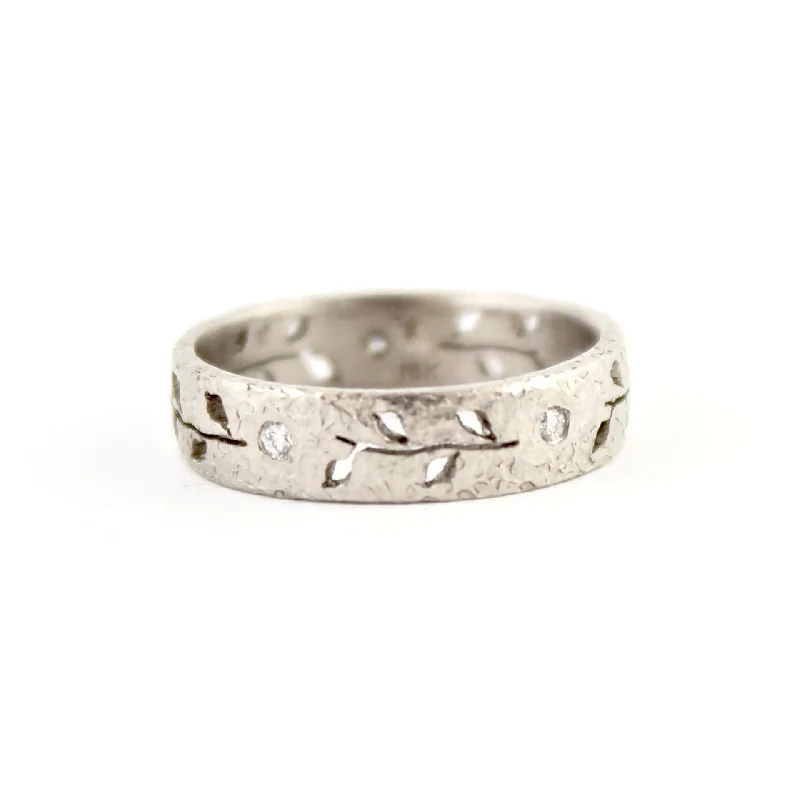 Custom - Engraved Wedding Bands with a Special Message18k White Gold Leaf Band by Yasuko Azuma