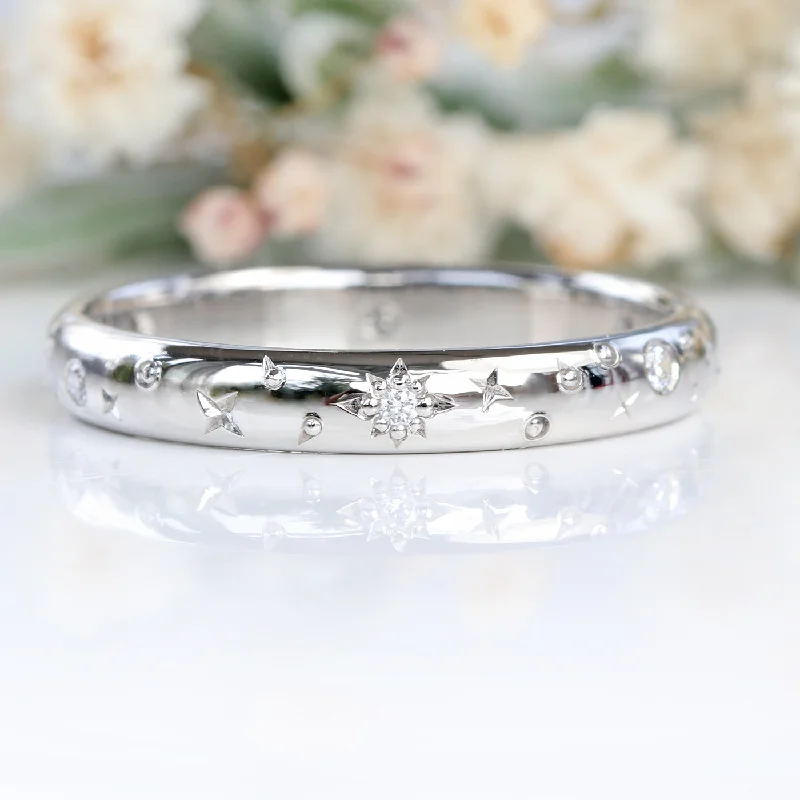 Two - Tone Wedding Bands in Gold and PlatinumPlatinum Celestial Diamond Band