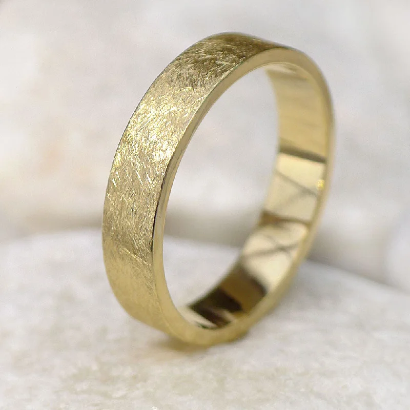 Custom - Engraved Wedding Bands with a Special Message18ct Gold 5mm Urban Finish Flat Wedding Ring