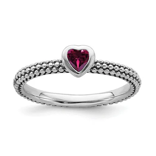 Sapphire Gemstone Rings in a Cathedral SettingSterling Silver Stackable Expressions Ruby Heart Ring