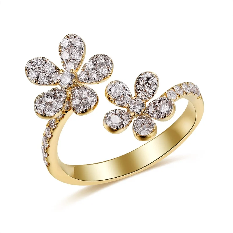 Three - Stone Diamond Rings with Princess - Cut DiamondsJoelle Diamond Double Flower Ring for Her 4/5 ctttw. 14k Gold Women's Flower Ring