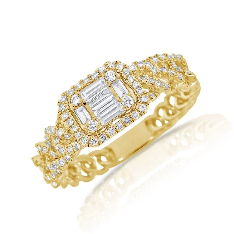 Three - Stone Diamond Rings with Princess - Cut DiamondsJoelle Diamond Link Ring 14K Yellow Gold for Her 1/2 Cttw. Ring Size 6.25