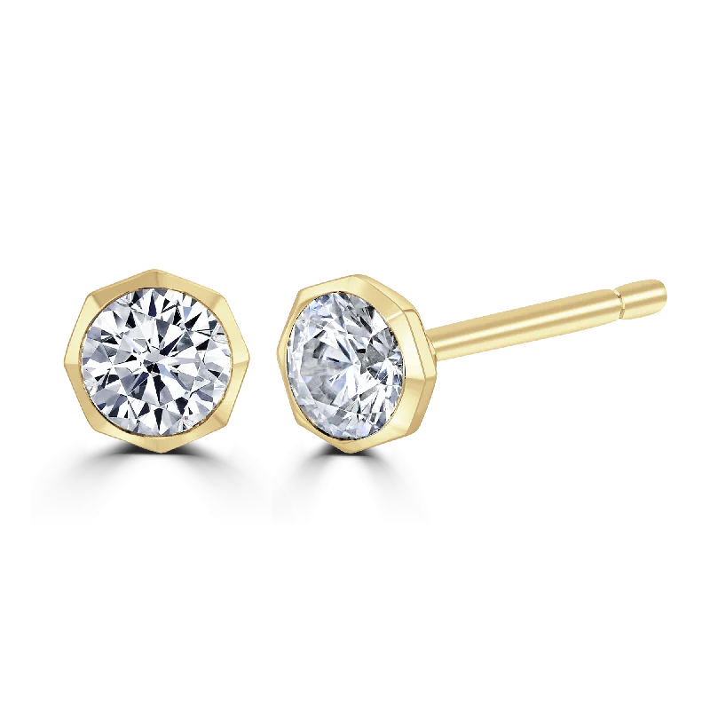 Comfort - Fit Wedding Bands for All - Day Wear18ct Yellow Gold 0.30ct Lab Grown Diamond Solitaire Octagonal Stud Earrings