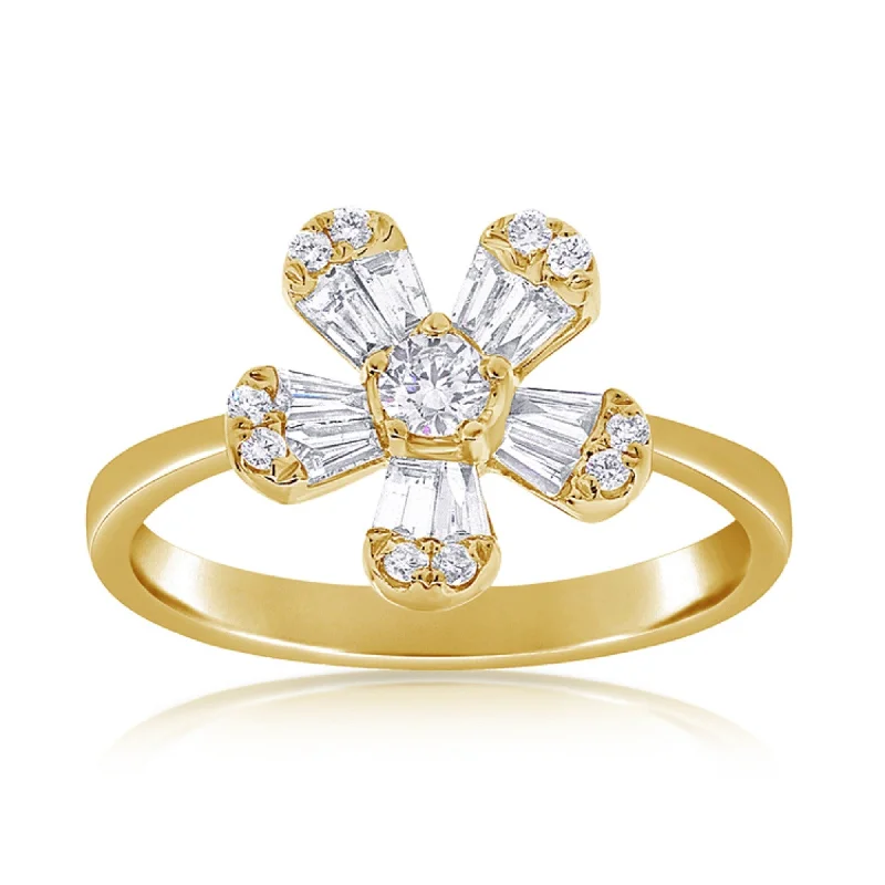 Vintage - Inspired Diamond Rings with Filigree WorkJoelle Diamond Baguette Flower Ring 1/2 ct. t.w. 14k Gold