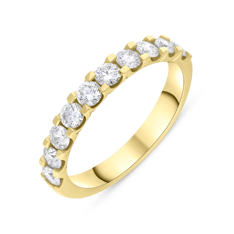 Matching Wedding Bands for a Coordinated Look18ct Yellow Gold 0.78ct Diamond Square Claw Half Eternity Ring