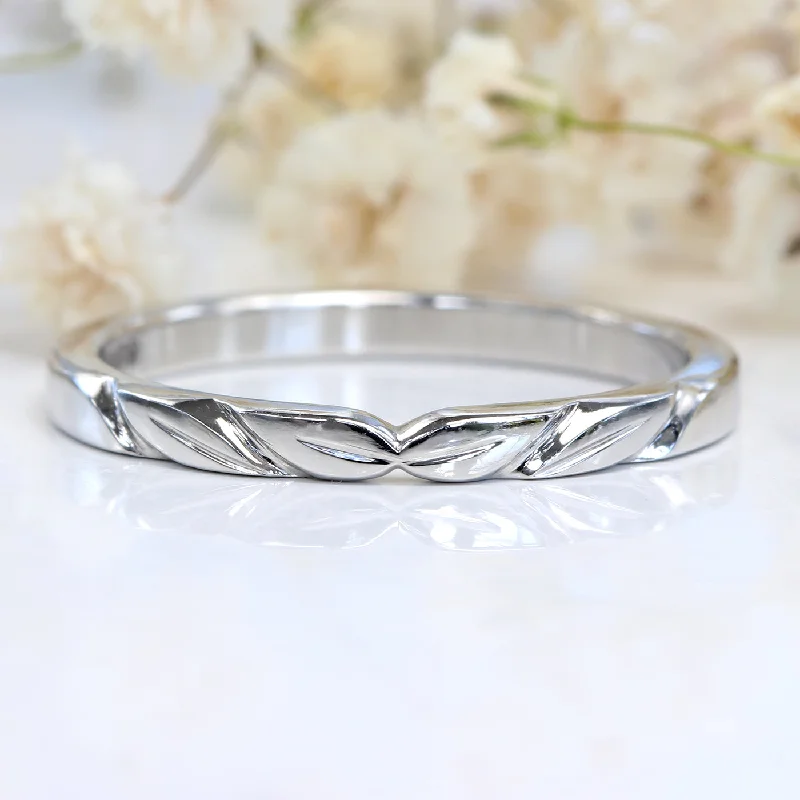 Matching Wedding Bands for a Coordinated Look950 Platinum Slim Leaf Wedding Ring