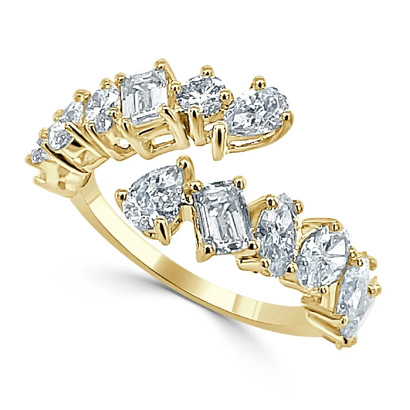 Three - Stone Diamond Rings with Princess - Cut DiamondsJoelle Fancy Shape Diamond Ring for Her - 14K Gold Size 6.5