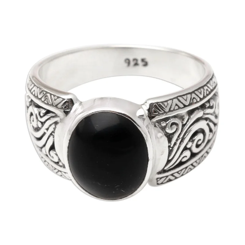 Amethyst Gemstone Rings in a Vintage - Style SettingNovica Handmade Chastity In Black Onyx Cocktail Ring