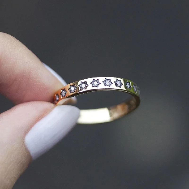 Multi - Gemstone Rings with a Rainbow of ColorsCOUNTING STARS. Cubic Zirconia Gold Star Ring