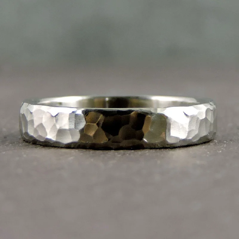 Two - Tone Wedding Bands in Gold and PlatinumSALE! Random Hammered Palladium Band by EC Design