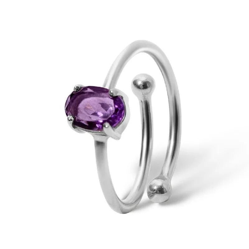 Amethyst Gemstone Rings in a Vintage - Style SettingEssential Amethyst Ring (Silver)