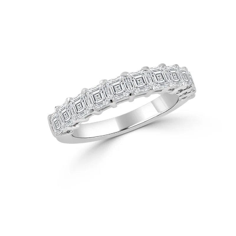 Vintage - Inspired Diamond Rings with Filigree WorkJoelle Diamond Asher Cut 1/2 Way Around Band 1 5/8 CT TDW 14K White Gold