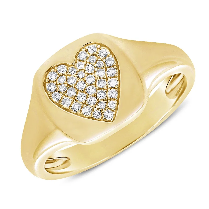 Solitaire Diamond Rings in Platinum SettingsJoelle Diamond Pave Heart Signet Ring 14k Gold 1/10 ct. TDW