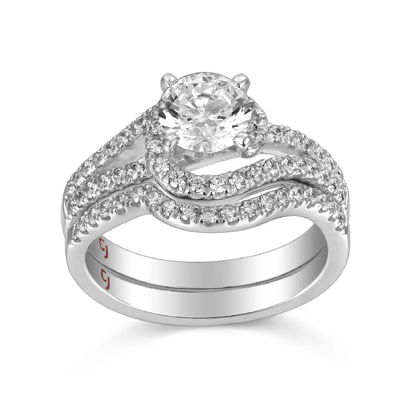 Matching Wedding Bands for a Coordinated LookModern Engagement Ring S201802A and Band Set S201802B