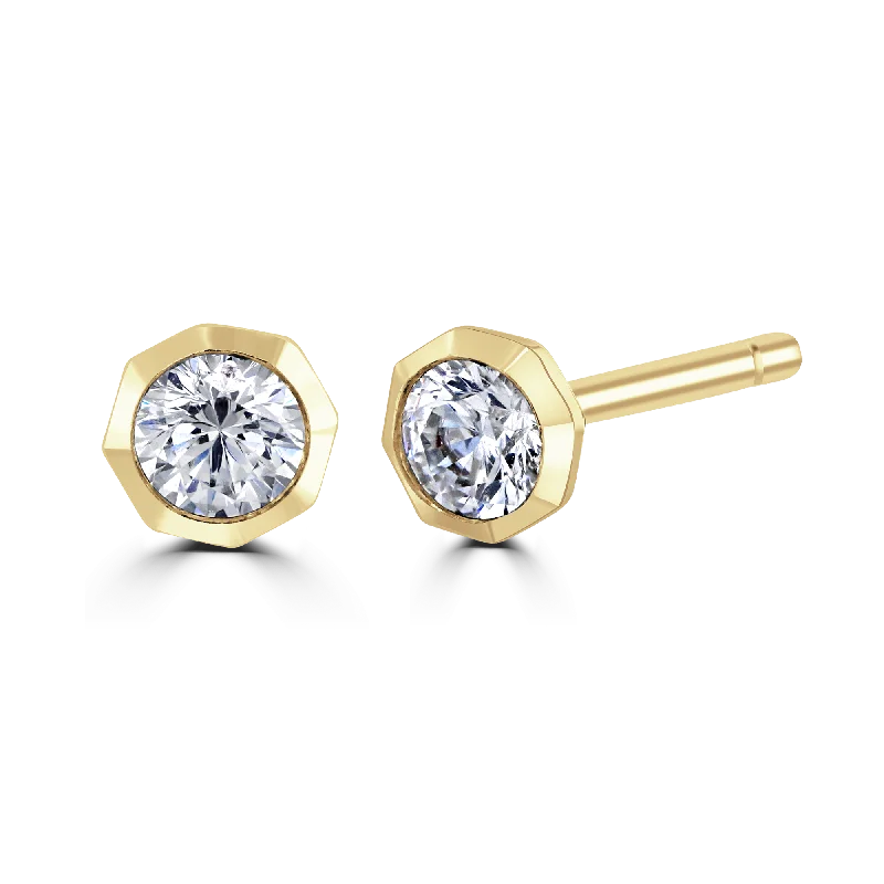 Two - Tone Wedding Bands in Gold and Platinum18ct Yellow Gold 0.25ct Lab Grown Diamond Solitaire Octagonal Stud Earrings