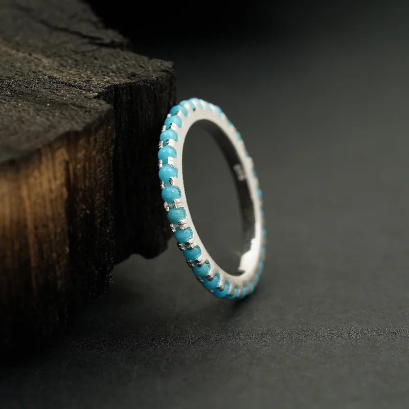 Matching Wedding Bands for a Coordinated LookTurquoise Full Eternity Wedding Bands