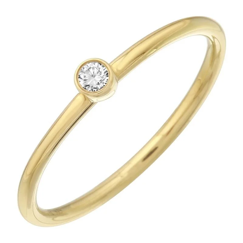 Halo - Style Diamond Rings with Smaller Accent DiamondsJoelle Diamond Solitaire Diamond Stackable 14k Gold