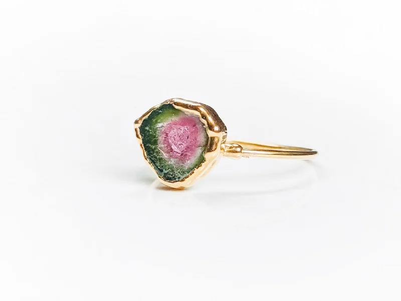 Multi - Gemstone Rings with a Rainbow of ColorsRaw Watermelon Tourmaline ring