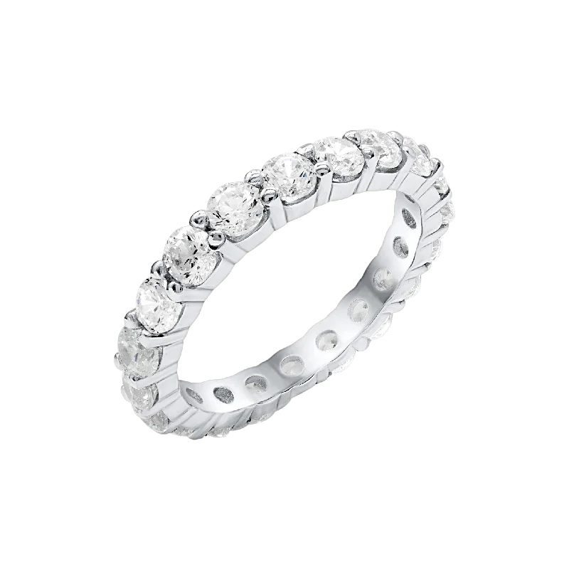 Sapphire Gemstone Rings in a Cathedral SettingRound Eternity Bands with Diamond or Gemstone Birthstones in 14K White Gold (3.00 mm / .10 ct)