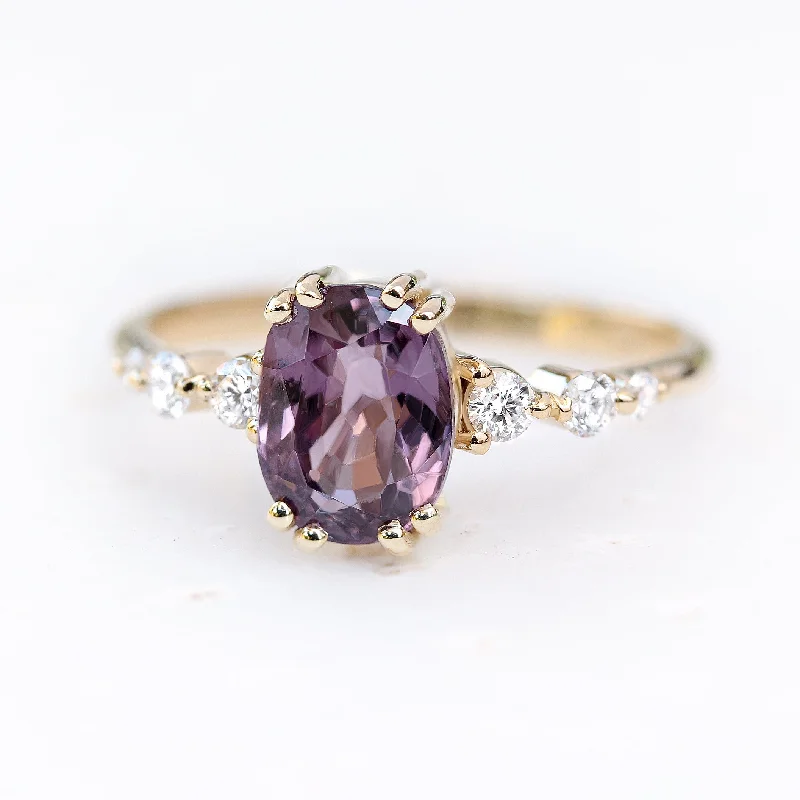 Amethyst Gemstone Rings in a Vintage - Style SettingPurple Oval Spinel & Diamonds Engagement Ring, Candy pop