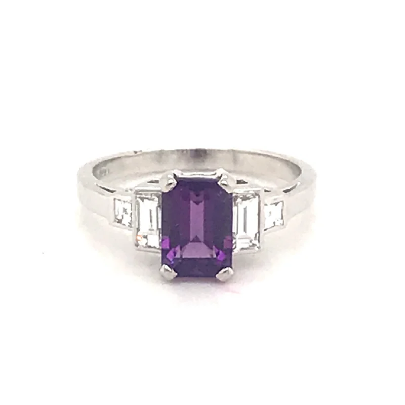 Amethyst Gemstone Rings in a Vintage - Style SettingAM27