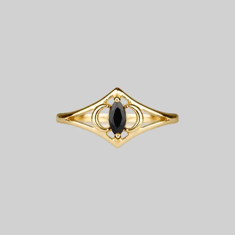 Ruby Gemstone Rings with Diamond AccentsCELESTIAL. Two Moons Black Spinel Gold Ring